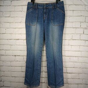 WOMENS CAROLINA BLUES 14 PATCH POCKET VINTAGE WIDE LEG JEANS, SIZE 10